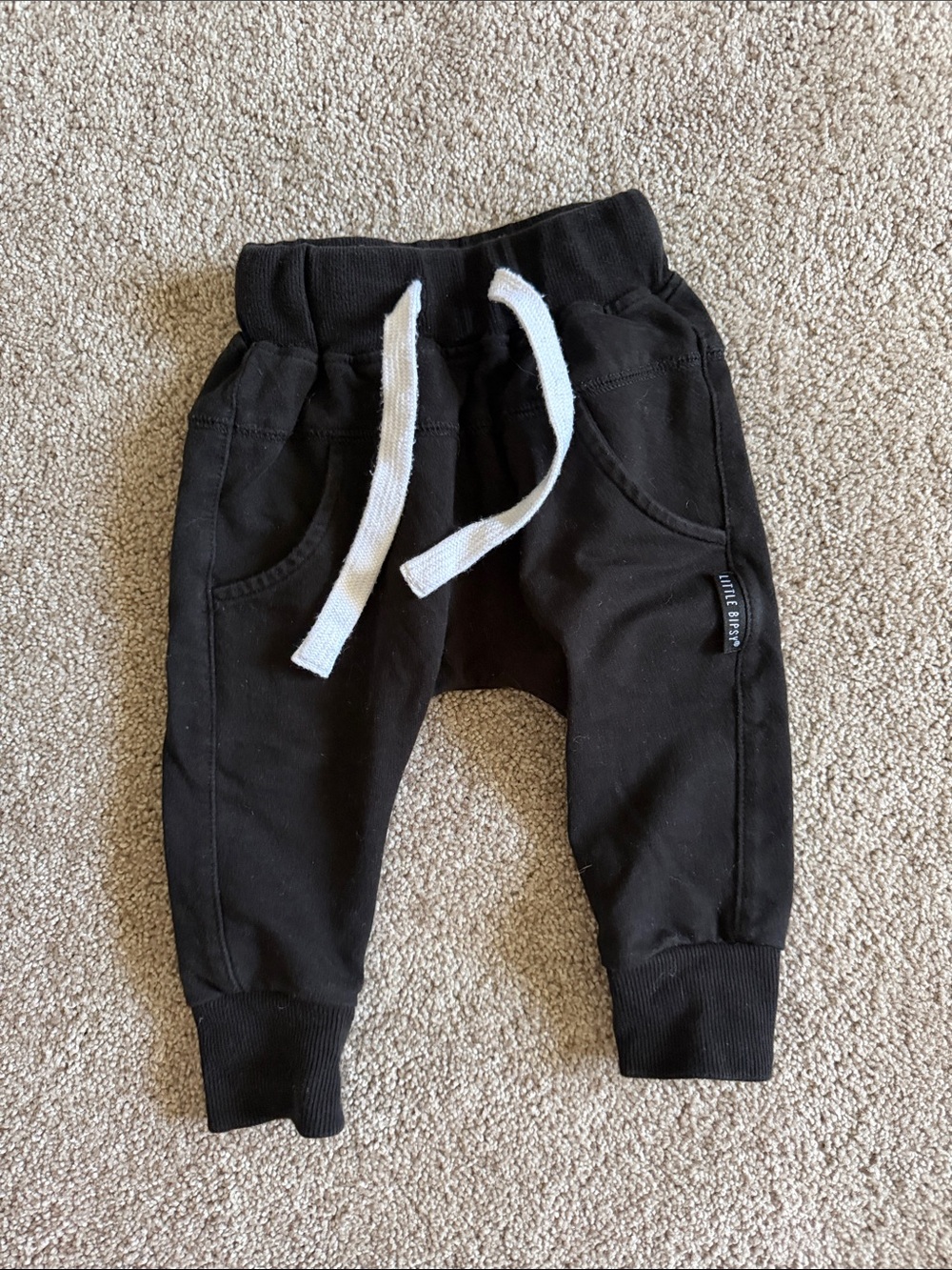 Little Bipsy Black Jogger Pants with White Drawstring